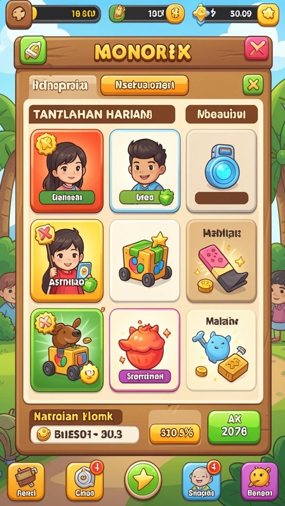 Tangkapan layar menunjukkan karakter yang berbeda dalam permainan 777WIN.